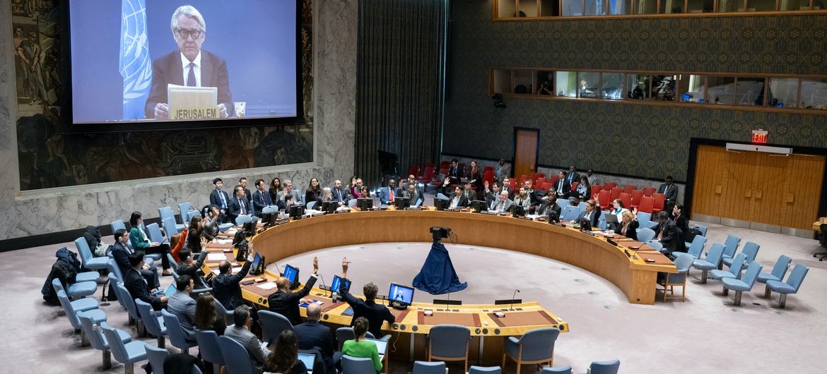Reunião de votação do Conselho de Segurança aprovando o cessar-fogo imediato (UN Photo/Eskinder Debebe)