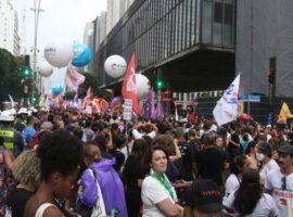 Ato contra violência de gênero no dia 8 de março de 2024 (Rovena Rosa/Agência Brasil)