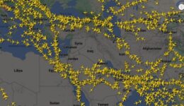 Vista do tráfego aéreo no dia que o Irã contra atacou Israel