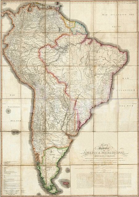 Mapa da América do Sul, onde a Febre do Oropouche é uma ameaça. O mapa não é colorido.