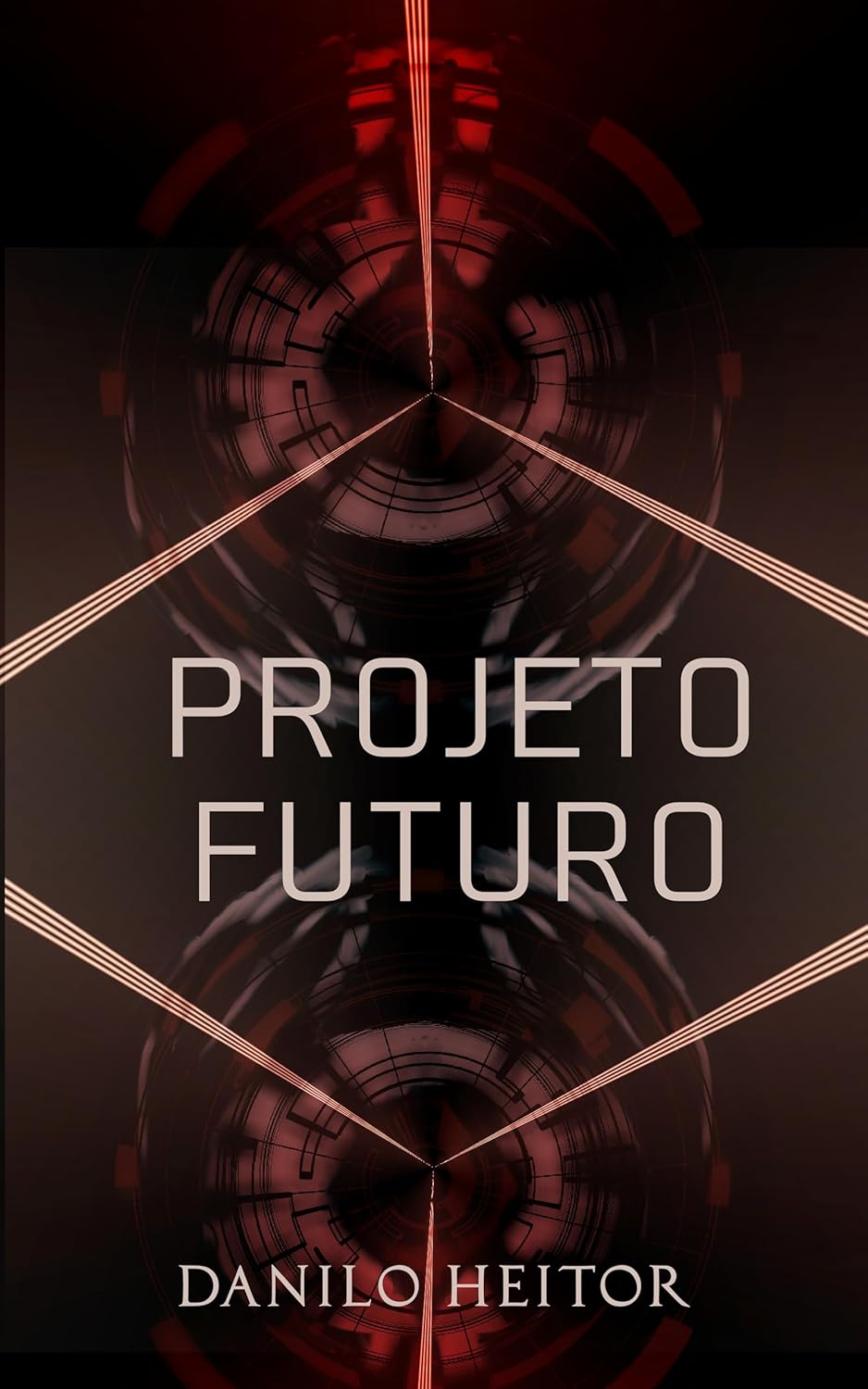 Capa do livro "Projeto Futuro", existem duas lentes por onde saem feixos de luz que fazem uma trajetória geométrica