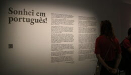 Exposição Sonhei em português!, com curadoria de Isa Grinspum Ferraz, no Museu da Língua Portuguesa.