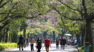 Lazer no Parque do Ibirapuera após a flexibilização do isolamento social durante a pandemia de covid-19.